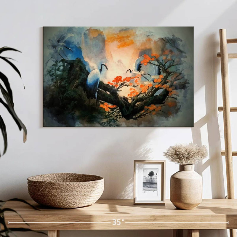 Oiseaux japonais, H 16 po x l 24 po
