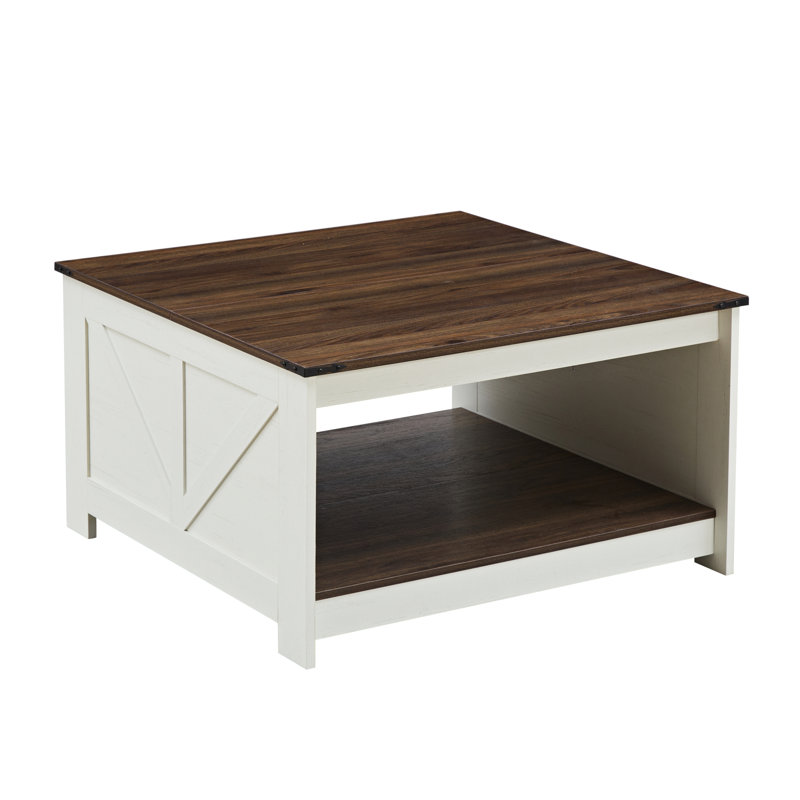 Table basse Table basse de style campagnard avec rangement Table basse en bois rustique, table basse carrée avec compartiment de rangement semi-ouvert