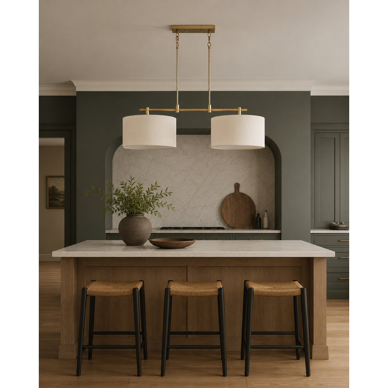 Eronim 2 - Light Kitchen Island Pendant, Natural Aged Brass, Beige