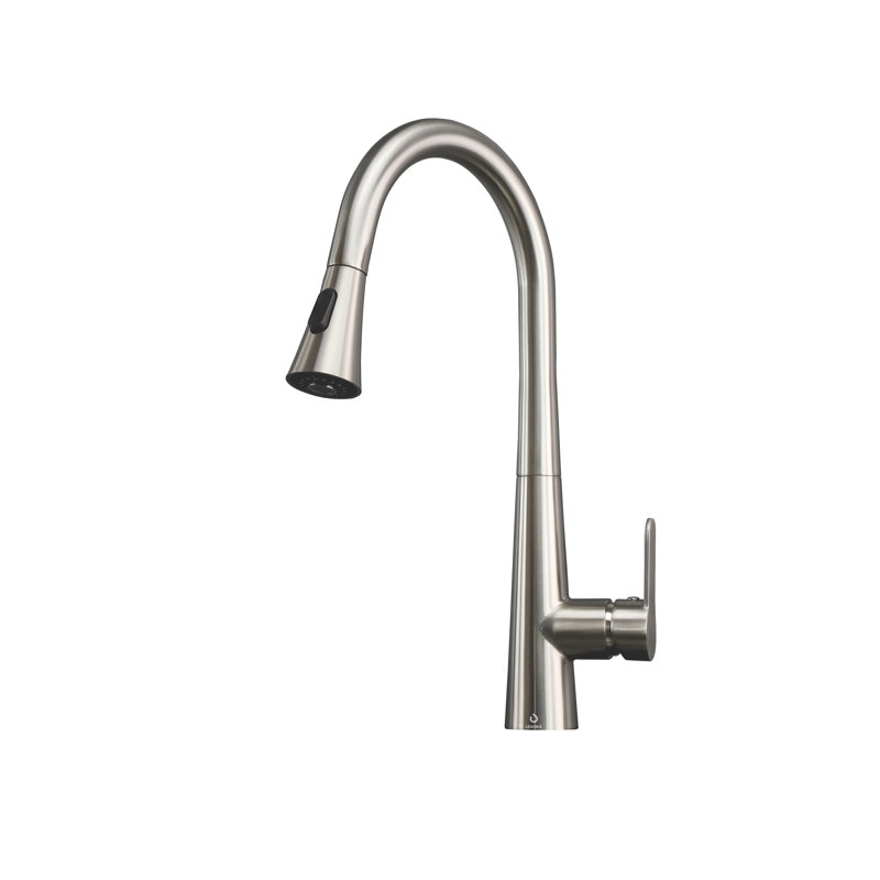 Robinet de cuisine à poignée simple en laiton Furio, Nickel brossé