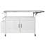 Îlot de cuisine portatif avec plateau rouille, structure en bois de sapin et tablette réglable, cuisine pliable blanche verrouillable, tablettes cachées, espace,