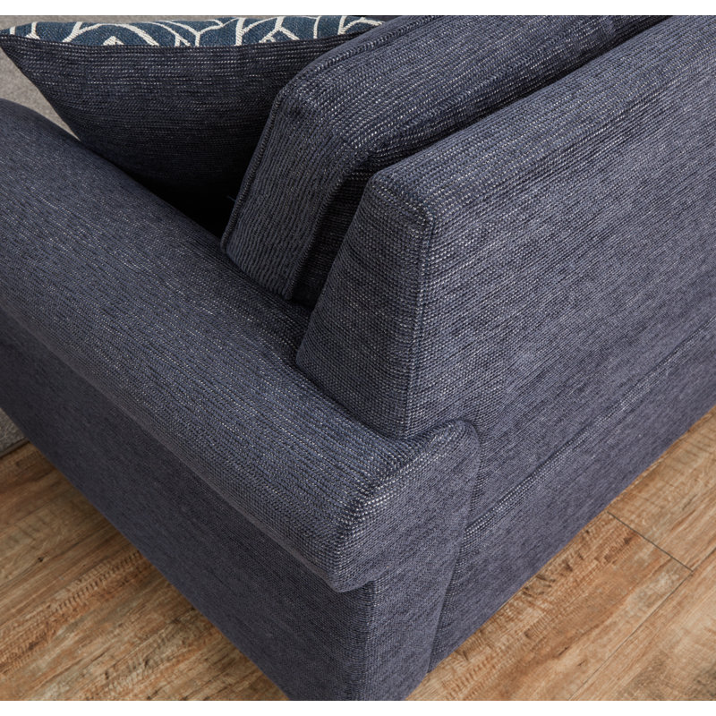 Clemmer Upholstered L-Shaped Sectional Reversible, Blue Chenille