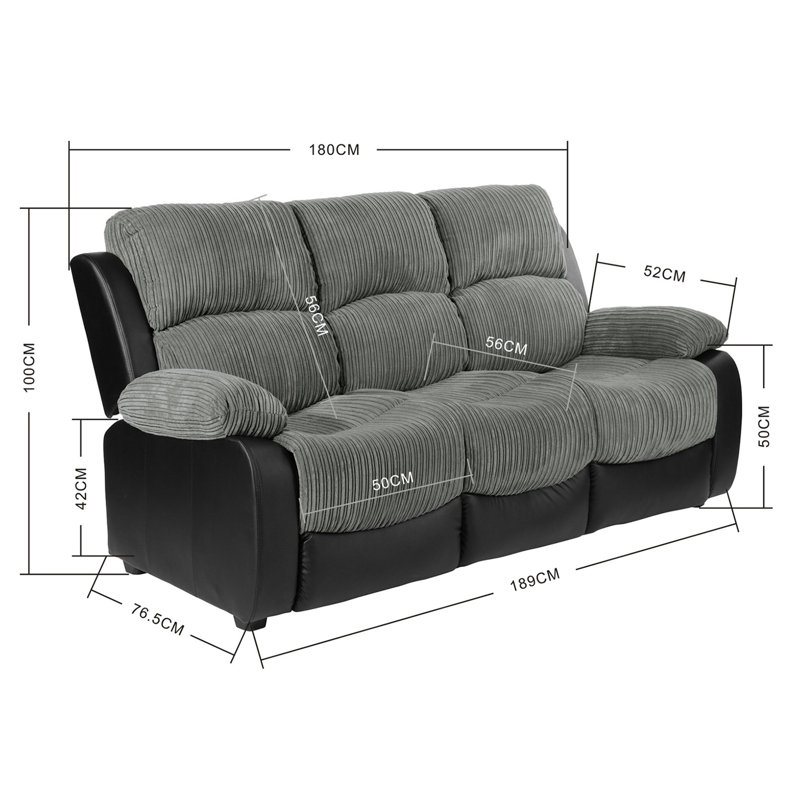 Hedelman 3 Seater Faux Leather Sofa