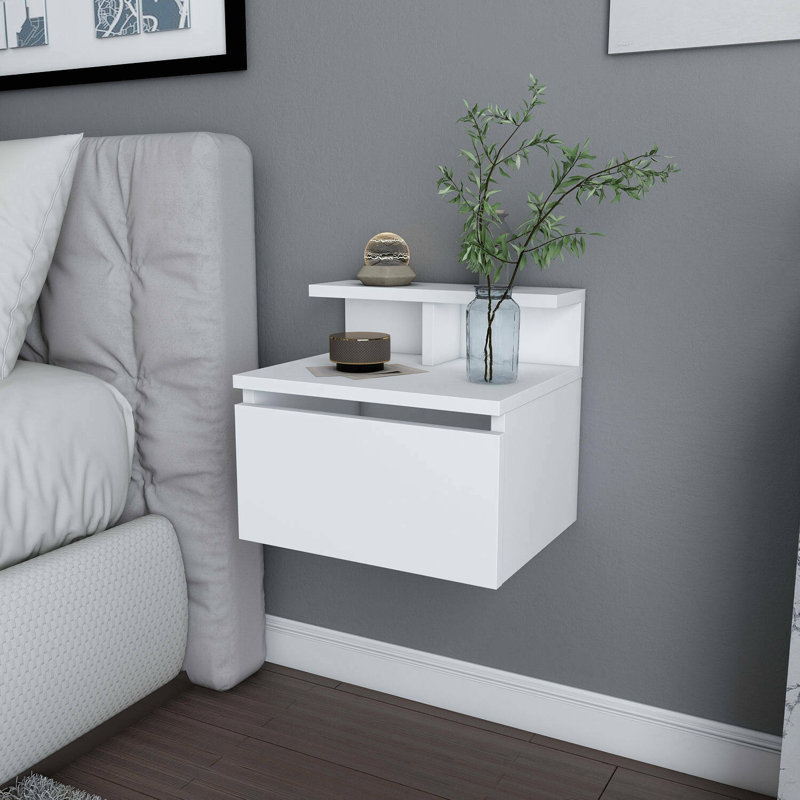 Patchen 39.8cm W Manufactured Wood Bedside Table, White