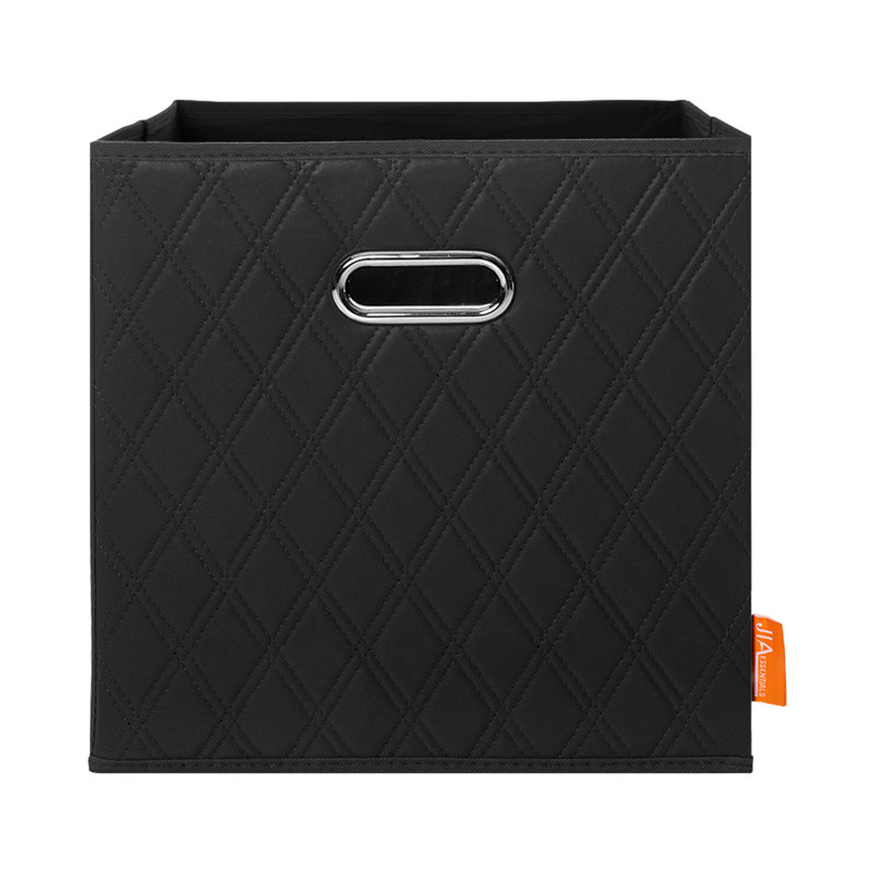 Jiaessentials Faux Leather Cube or Bin Set, 11" H x 11" W x 11" D, Black
