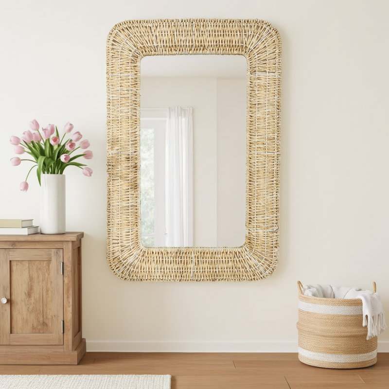 Wicker / Rattan Rectangle Wall Mirror