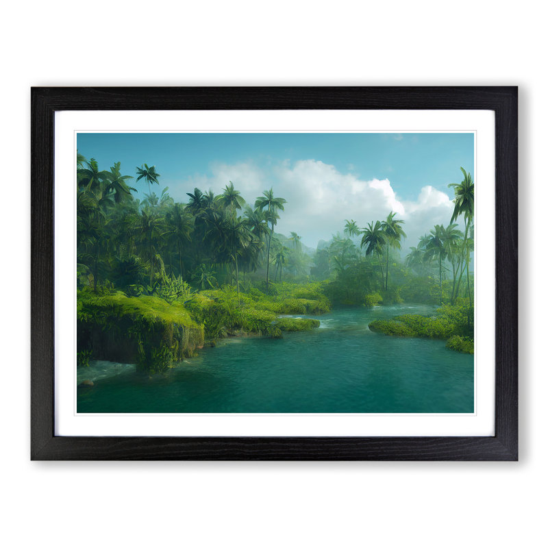 XH1022-9231X Tropical Forest Beach Vol.1 - Single Picture Frame Painting, Black, 46cm H x 64cm W x 2cm D