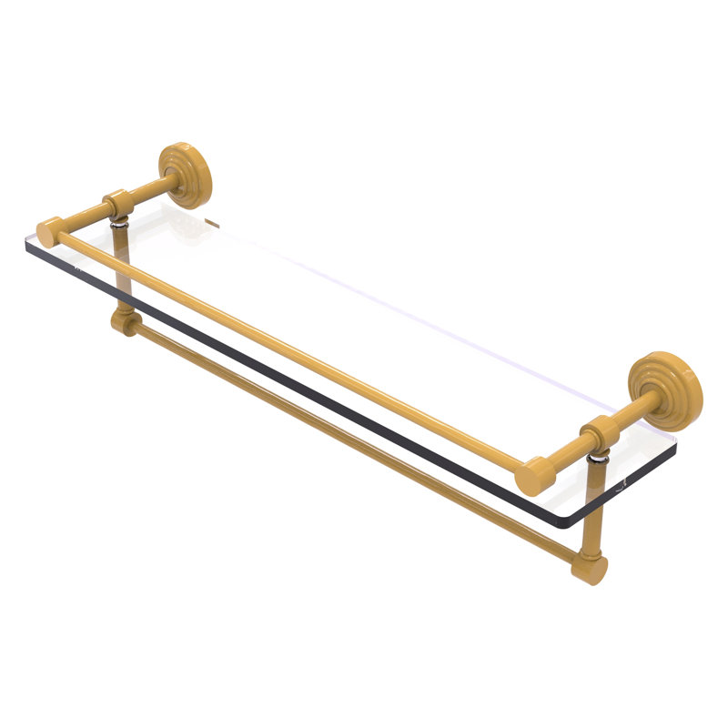 Tablette en verre avec barre à serviettes, H 5 po x l 22 po x P 5 po, Vert écume de mer