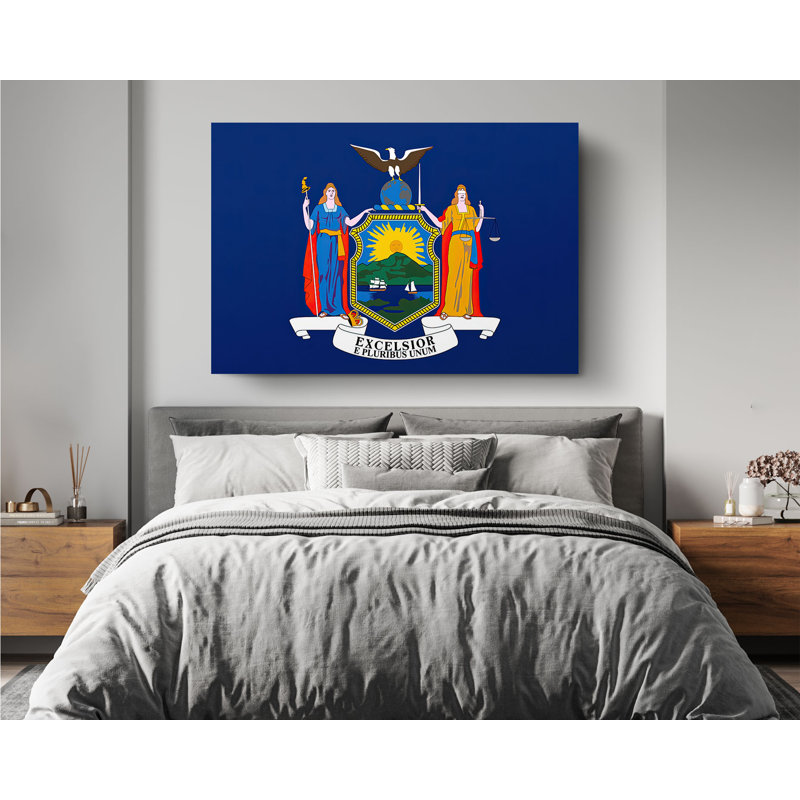 Drapeau de l'État de New York, drapeaux des États-Unis, impression sur toile, décoration murale, L 24 po x H 16 po