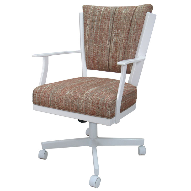 Chaise avec accoudoirs à garniture piquée, Blanc, Acajou