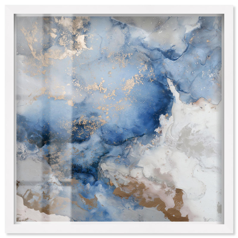 Décoration murale azure alchimie azure bleue par Art Remedy, cadre blanc, 20 x 20, 21"H x 21"W, Cadre blanc