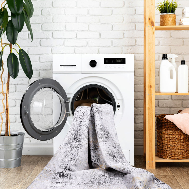 6x9 Area Rugs, Washable, Low-pile, Non-slip - For Living Room, Bedroom, Gray Floor Rug Machine Washable 6x9, Non-slip, Non-shedding Kitchen