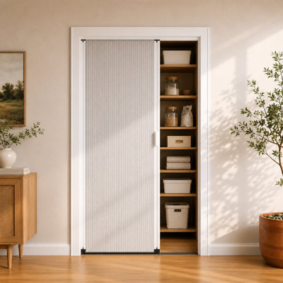24"x80" Interior Accordion Door ,Retractable Cellular Door Shades,Aluminum Frame and Cellular Fabric forBedroom,Bathroom,Patio, Kitchen RV