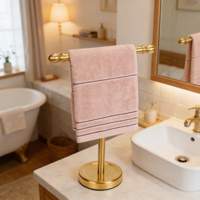 Porte-serviette autoportant en forme de T pour comptoir de salle de bain et de cuisine, porte-serviettes en acier inoxydable sans perçage avec base robuste, conception peu encombrante