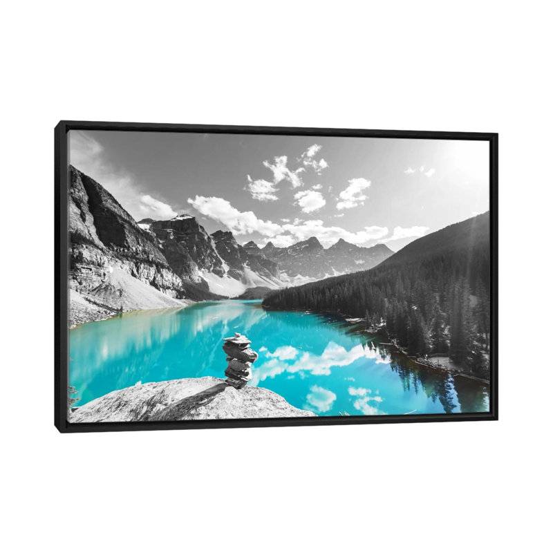 " Uplifting Reflection " by 5by5collective, 18" H x 26" W x 1.5" D, Black Framed Canvas, No Mat