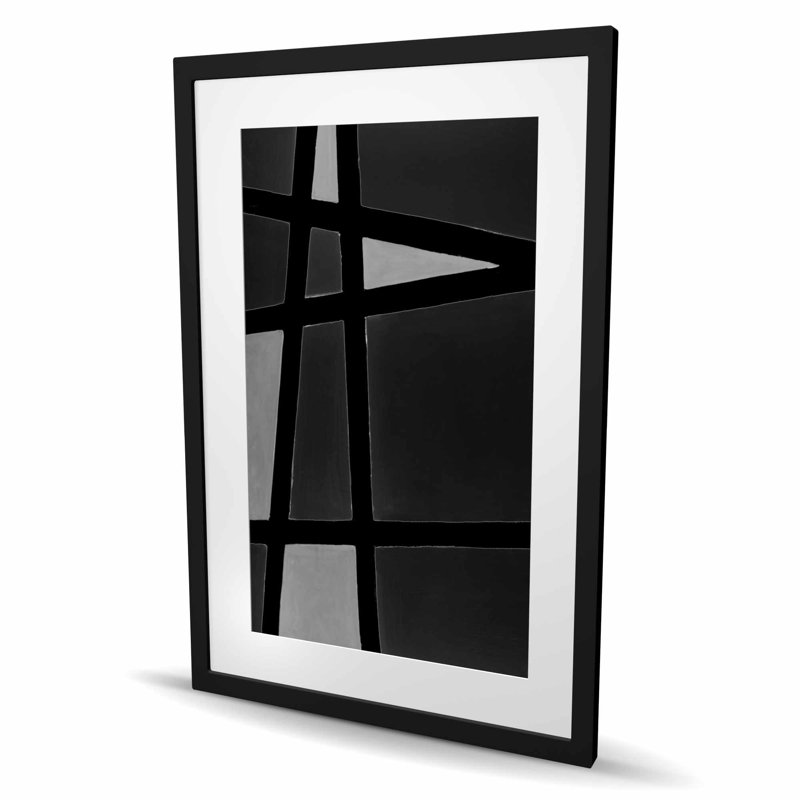 Formes abstraites en noir et blanc | Impression encadrée avec passe-partout, Noir