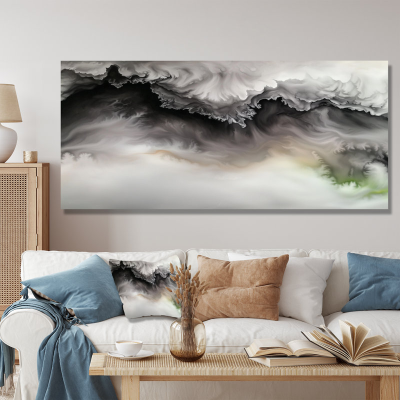 Celestial Marble Shift II - décor abstrait en métal, impression murale en marbre, H 28 po x l 60 po x P 0,84 po