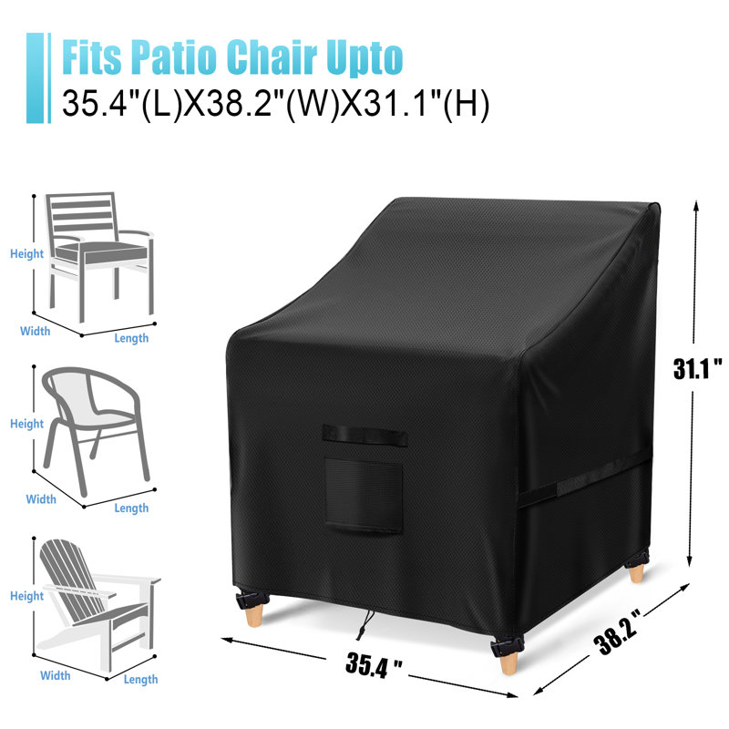 Housse de chaise de patio résistante à l'eau, Noir