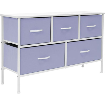  Commode Sorbus à 5 tiroirs avec structure en acier, plateau en bois et bacs en tissu