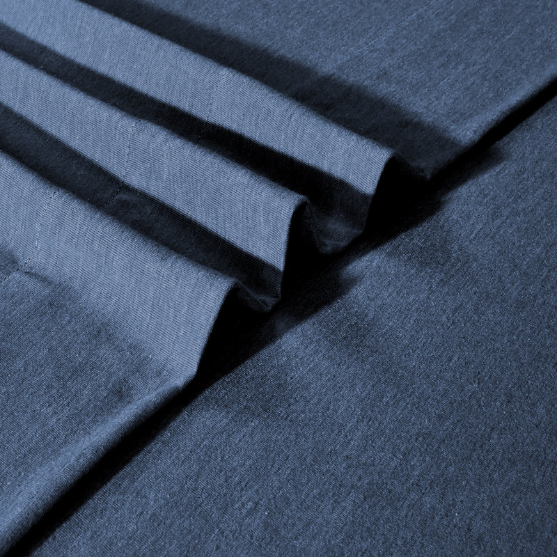 Jersey Knit Twin XL Sheets 3pc|100% T-Shirt Cotton Breathable Jersey Sheets Set| All Season , Denim, Twin, Denim