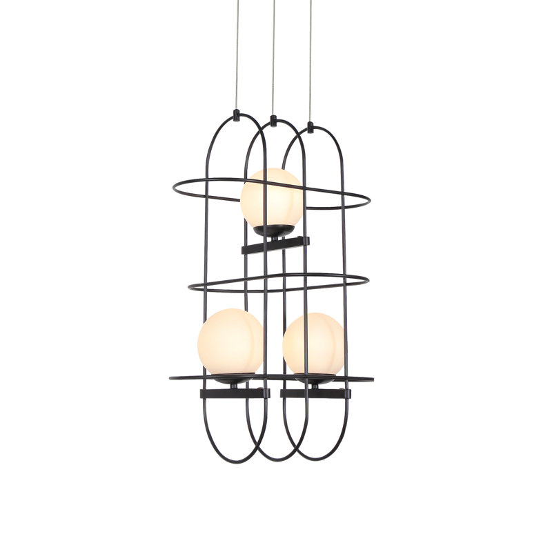 Lyra 16" Modern Adjustable Black Aluminum & Glass LED Chandelier
