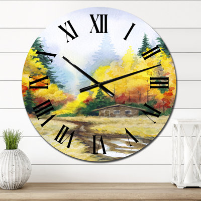 Yellow Autumn Trees - Traditional Wall Clock