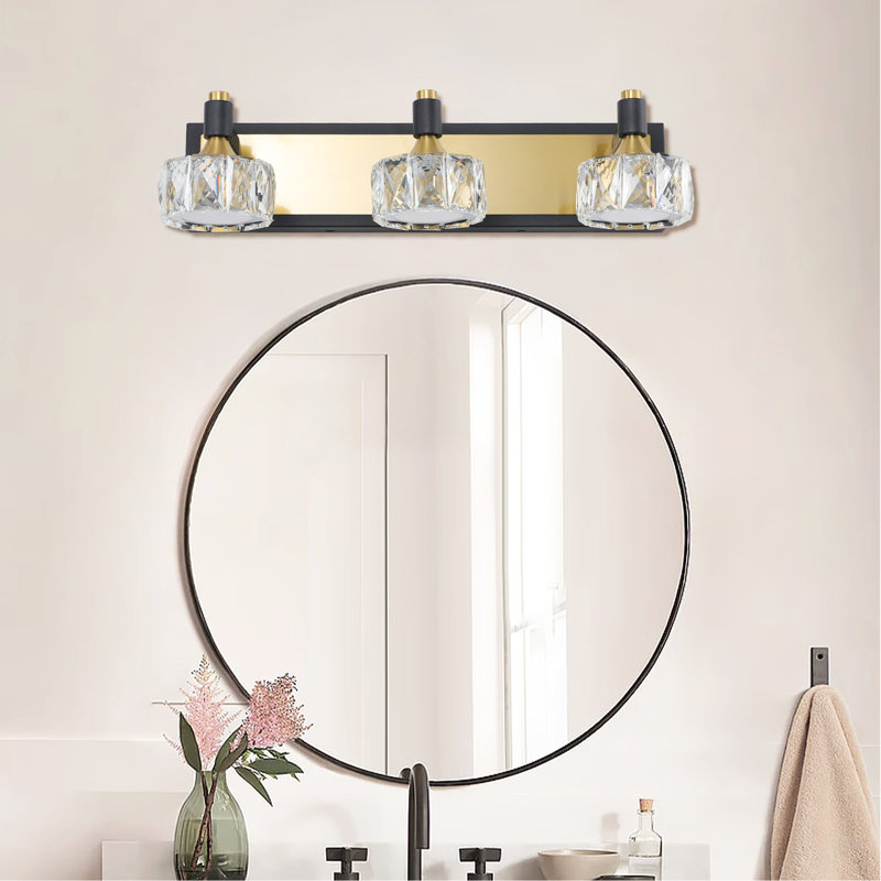 Meuble-lavabo à 3 lumières à DEL - Cristal et style moderne pour fixation murale de salle de bain au-dessus du miroir - antirouille