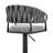 Keymaya Swivel Adjustable Height Bar Stool in Black Metal with Gray Fabric and Faux Leather