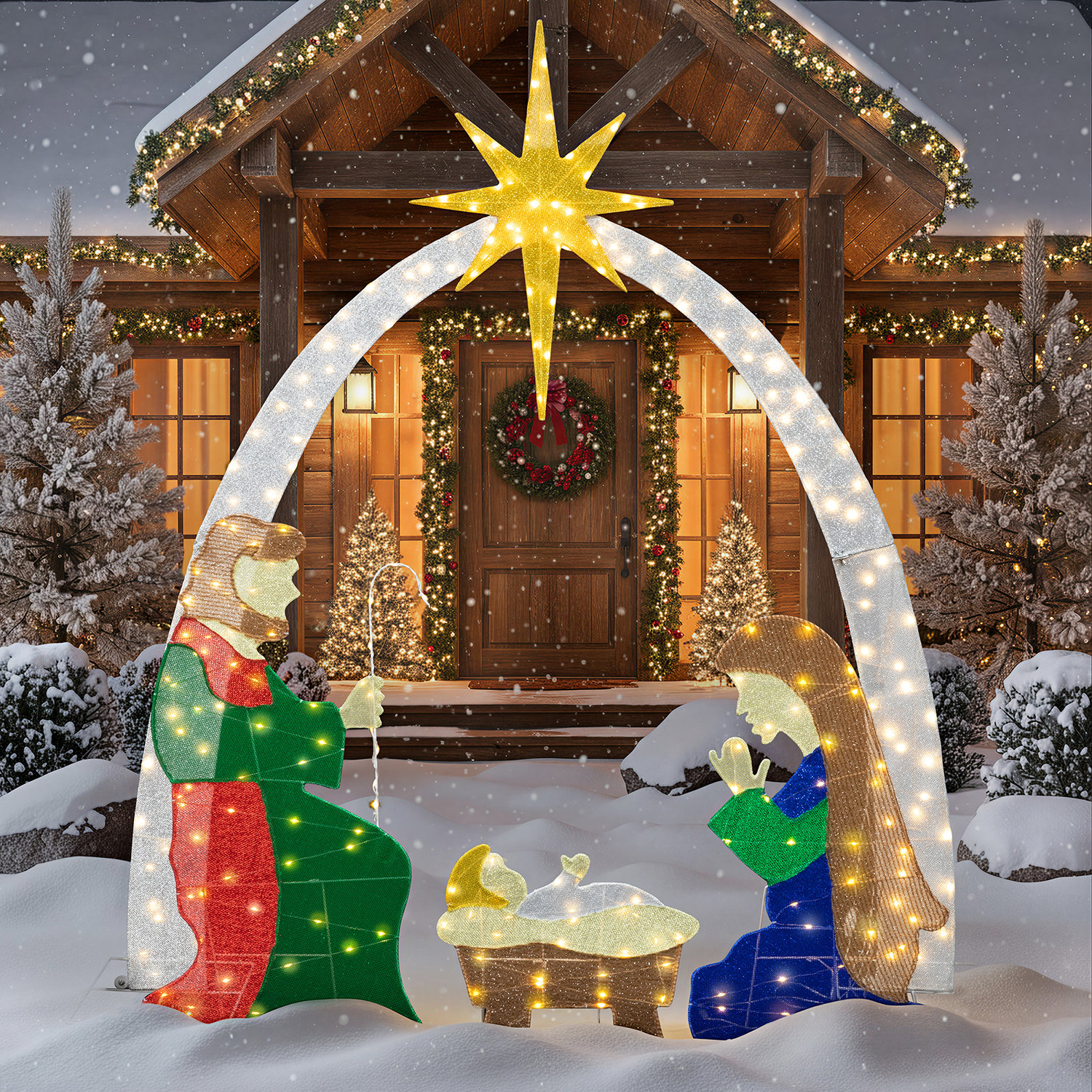 The Holiday Aisle® Lighted Outdoor Christmas Decoration Nativity Scene ...