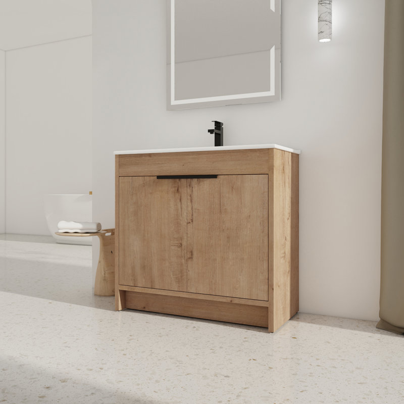 Meuble-lavabo autoportant 36 po Zowie, Marron foncé