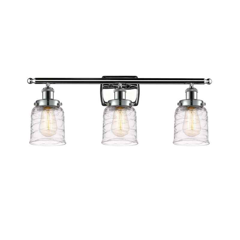 Éclairage pour meuble-lavabo en cuivre antique à 3 lumières Yaneira, Chrome poli, Incandescente