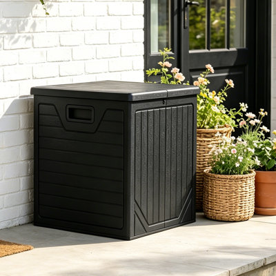 Balconera 150 Gallons Water Resistant Resin Lockable Deck Box,Black