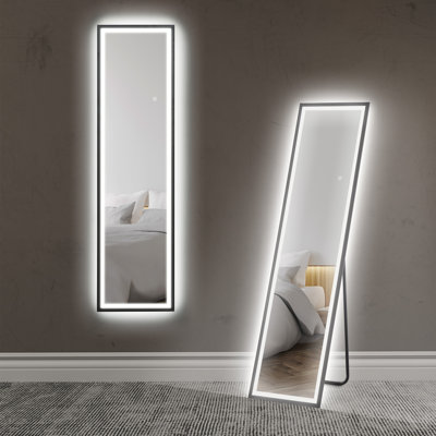 Danetra Metal Rectangle LED Floor Mirror