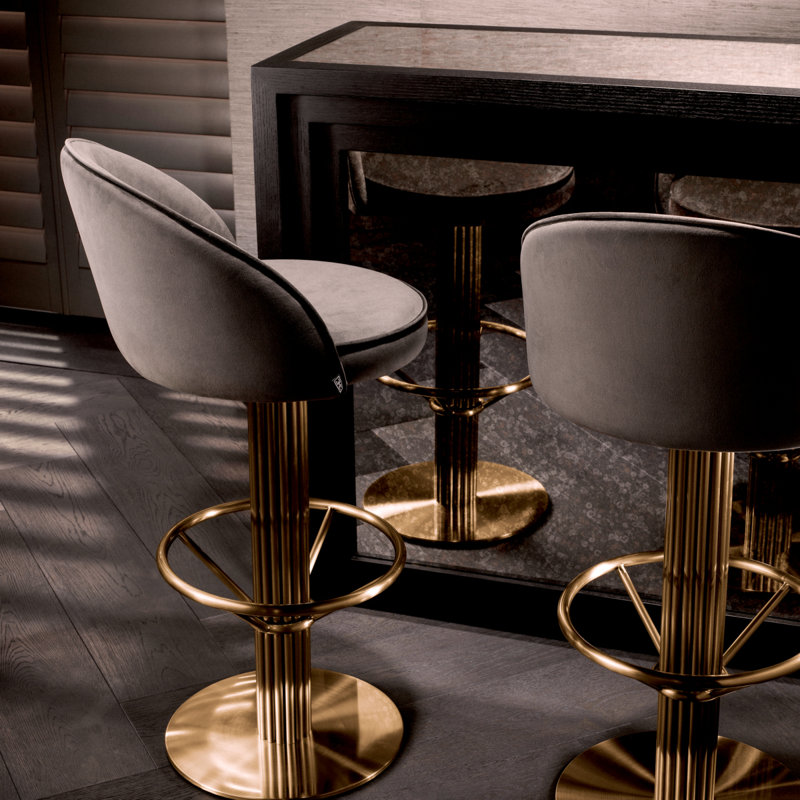 Counter Stool Dorland Roche Dark Gray Velvet, 30.71" Bar Stool