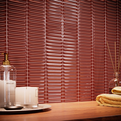Stria 7.87 In. X 7.87 In. Glossy Ceramic Stacked Wall Tile