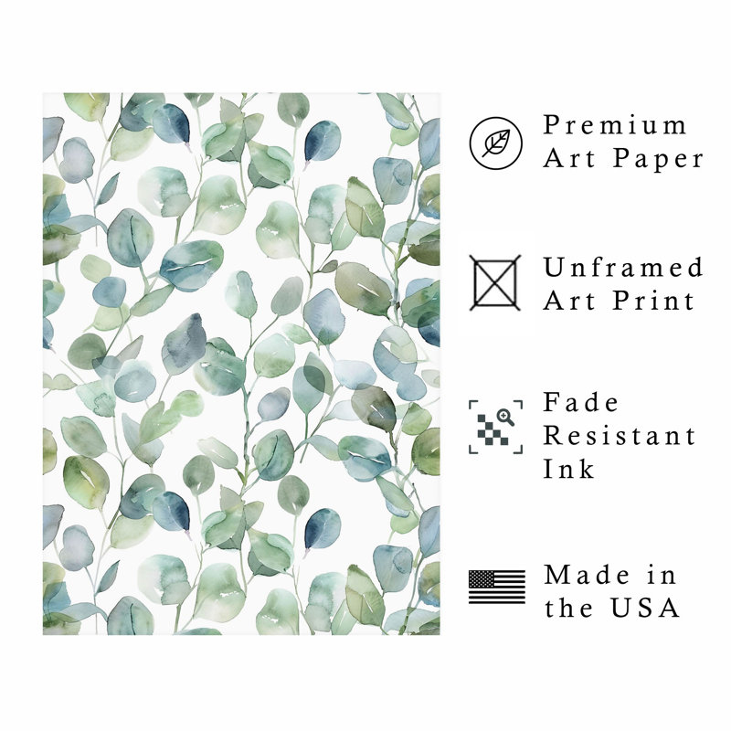 «Botanical Eucalyptus Leaves», reproduction d'art non encadrée, H 16 po x l 12 po