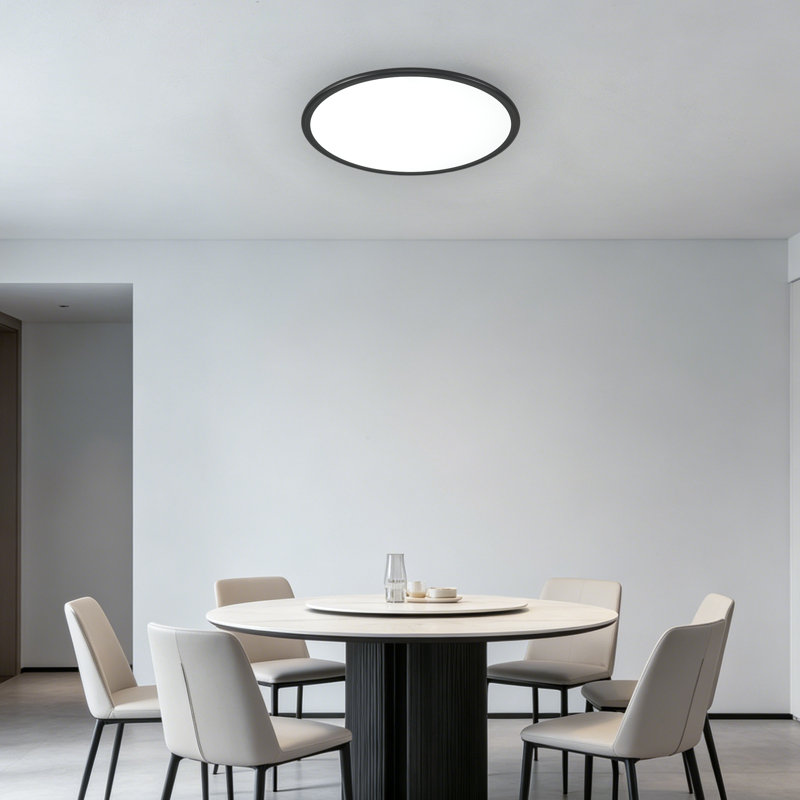 Deshunda 1 - Light LED Flush Mount, Black, 4cm H x 50cm W x 50cm D