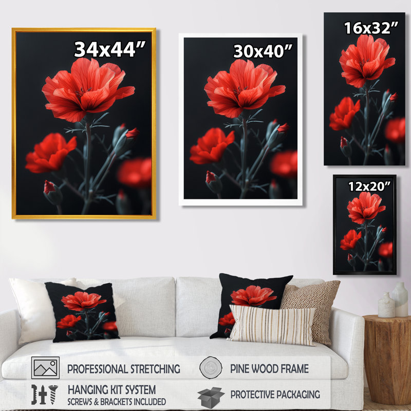 Red Red Vintage Vibe Marigold Photo - impression d'art mural souci, Toile tendue, H 16 po x l 32 po