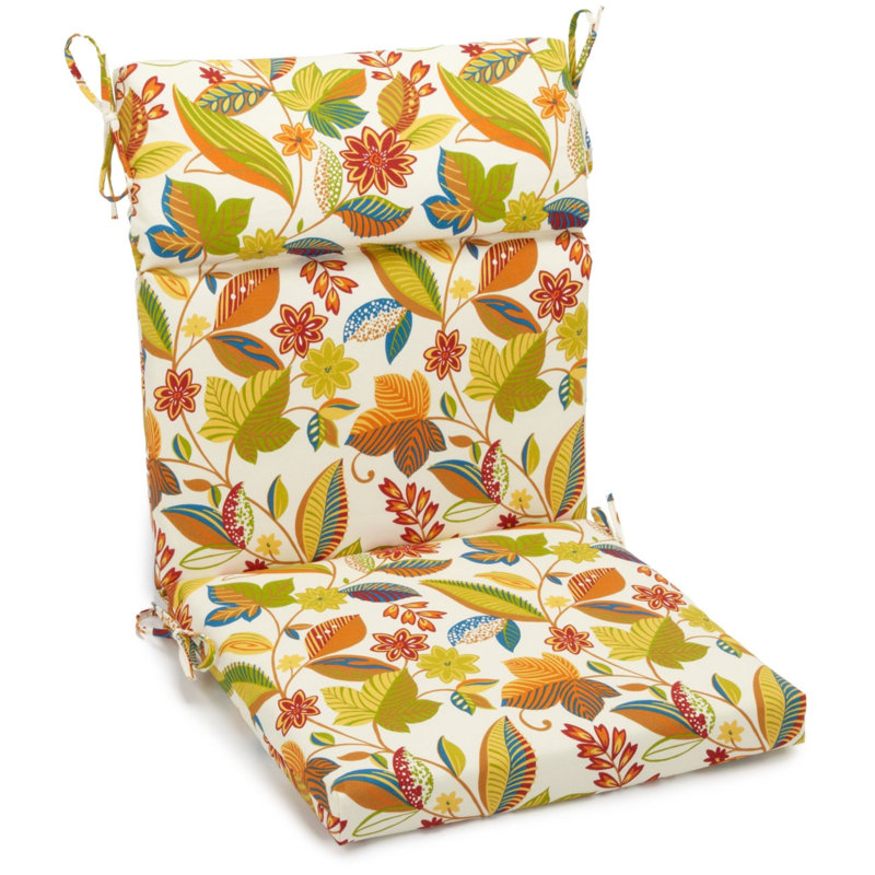 Outdoor Seat/Back Chair Cushion, 22" W x 45" D, Lyndhurst Raven