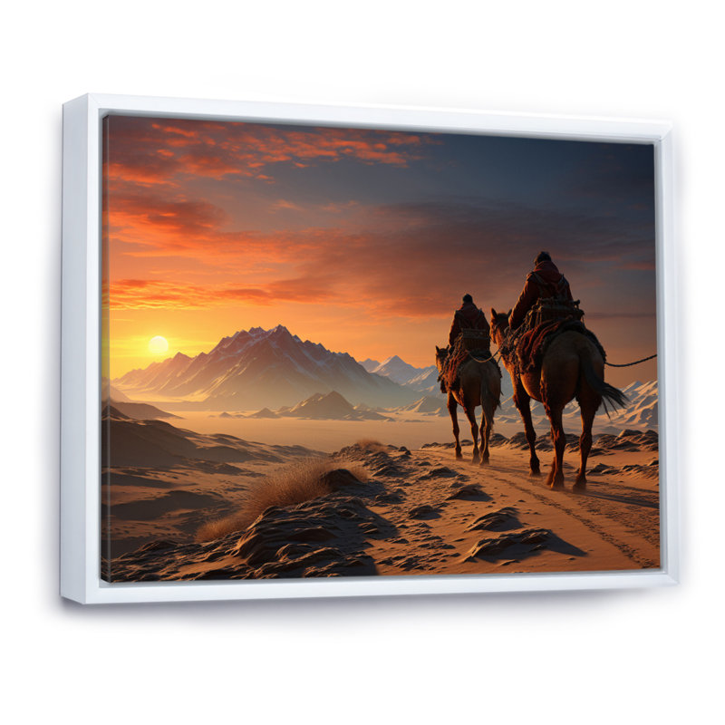 Asian Art Silk Road VII, reproduction d'art sur toile, H 34 po x l 44 po x P 1,5 po, Cadre flottant blanc