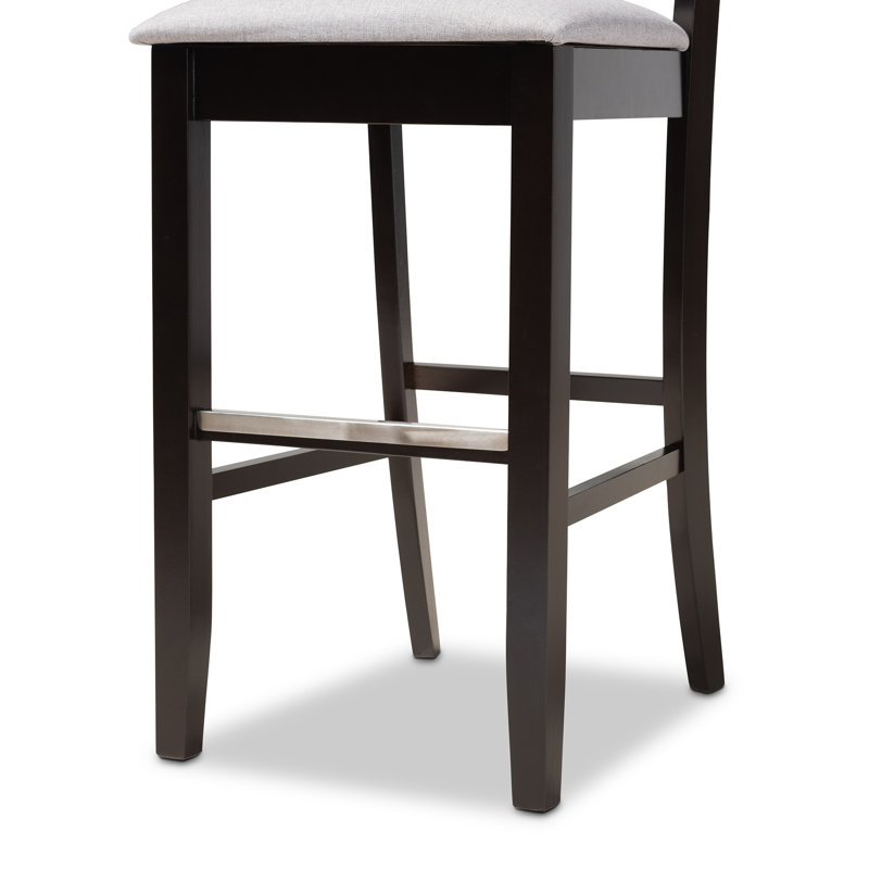 Upholstered Counter Stool with Solid Wood Frame, Dark Brown, Sand, Bar Stool (28.11” Seat Height)