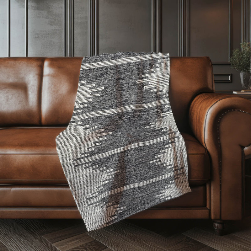 Jeté Sherpa ASB647 moderne lavable à la machine Addison, Gris anthracite