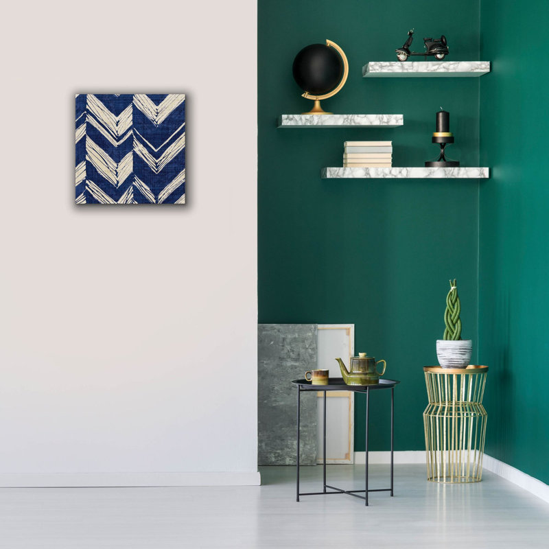 Toile épique Graffiti «Indigo Batik 2» par Wild Apple Portfolio, 18 po x 18 po