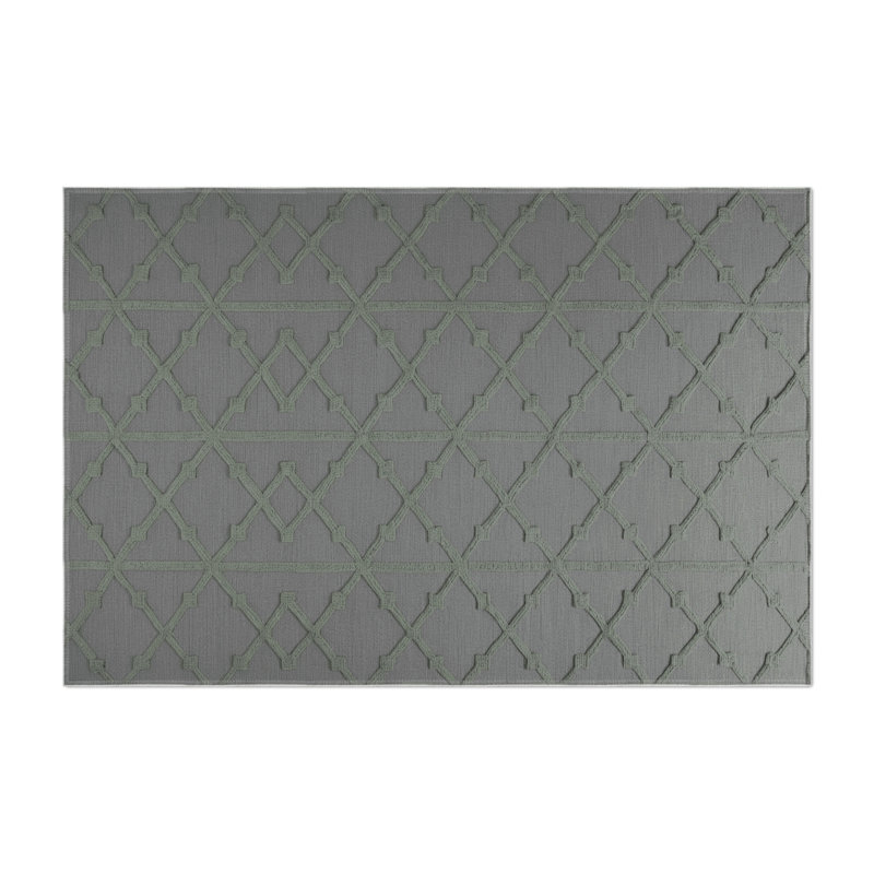 Trellis Gray Indoor and Outdoor Area Rug, Rectangle 3' x 5'