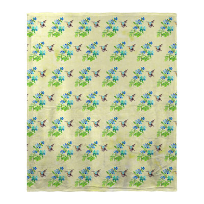 Jeté en soie Aqua Hummingbird