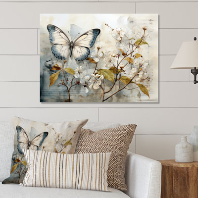 Décoration murale en métal beige papillon «Glimpse of Serendipity»