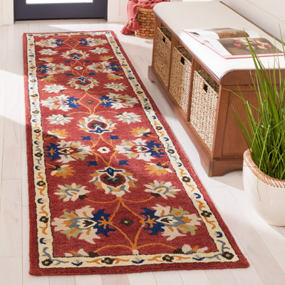 Tapis floral en laine / coton touffeté à la main Caleesi