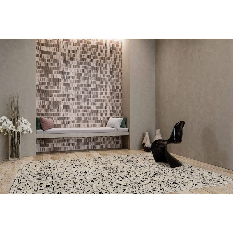 Mongol Hand Woven Wool Moroccan Area Rug, Rectangle 10' x 14'