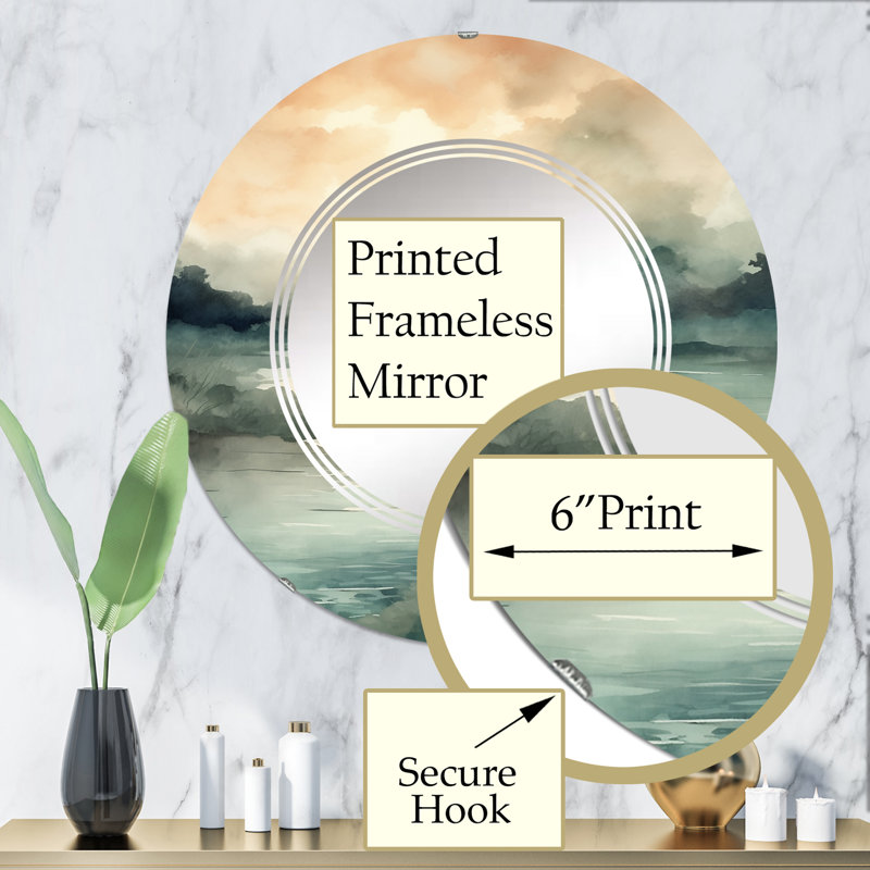 Villalte - Miroir mural rond Lake, 32 po x 32 po