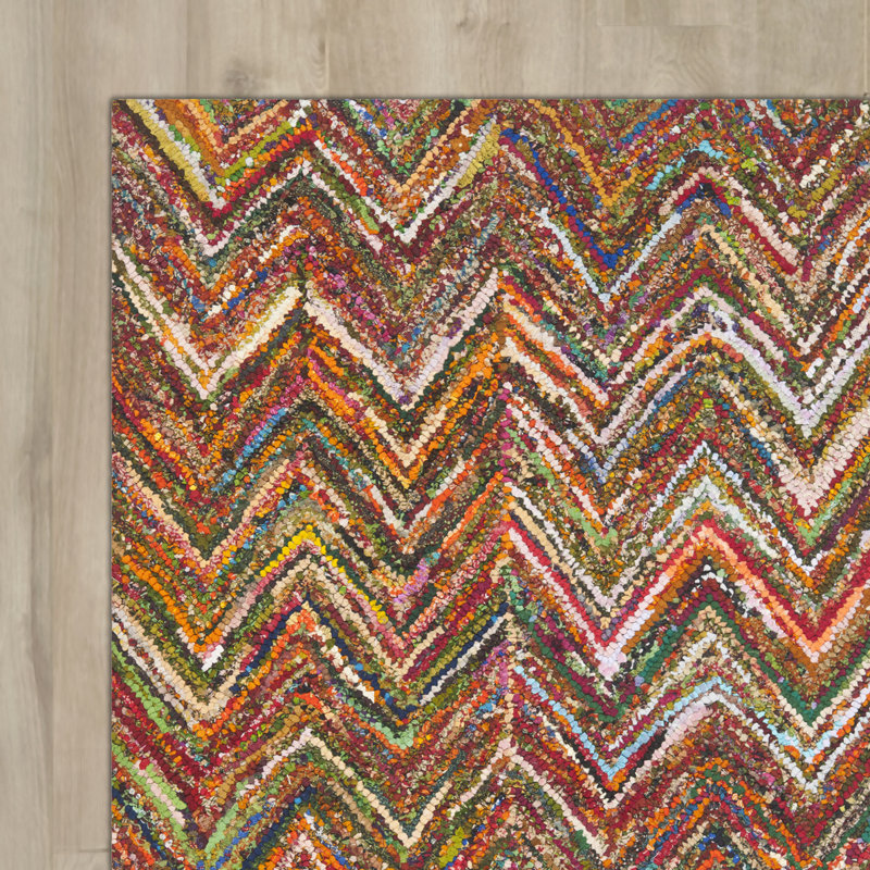 Sonata Chevron Cotton Hand Woven Area Rug, Rectangle 183 x 274 cm